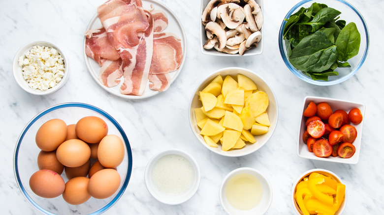 frittata ingredients on counter