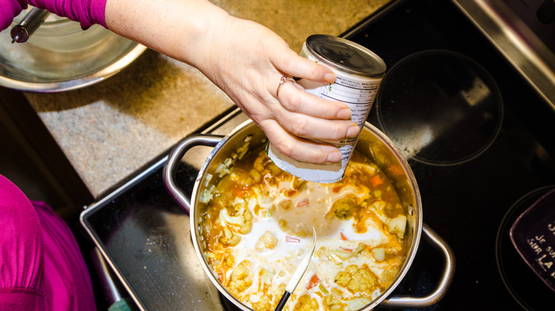 Canned coconut in vegan soup