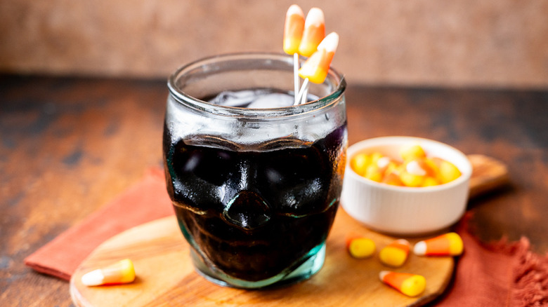 black candy corn Halloween cocktail