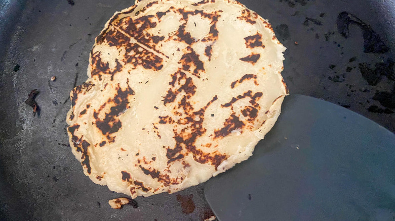 cooked lefse in pan