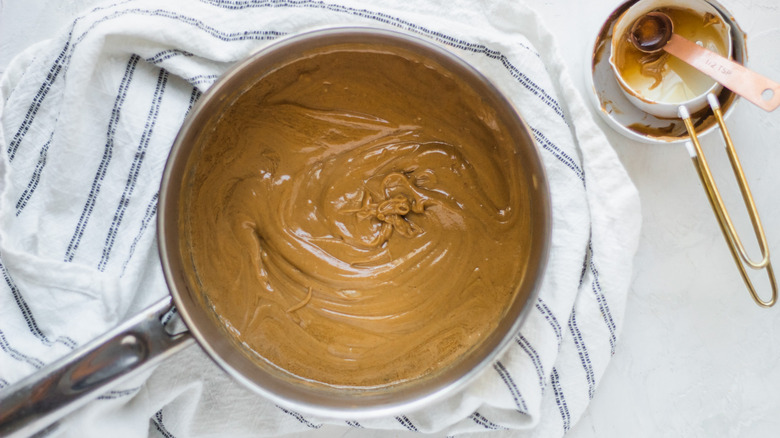 peanut butter in a saucepan 