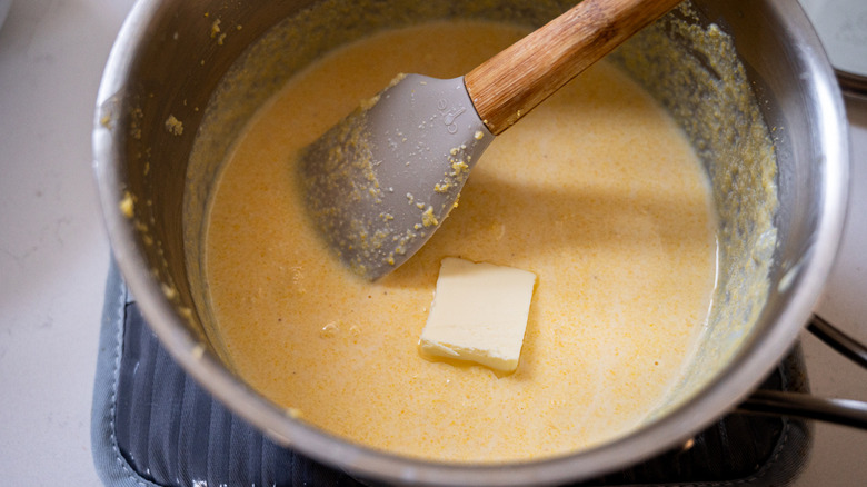 butter in cornmeal mixture