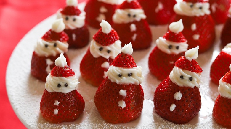 strawberry santas on plate