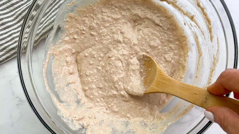 pancake batter in bowl 