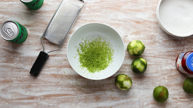 lime zest in bowl