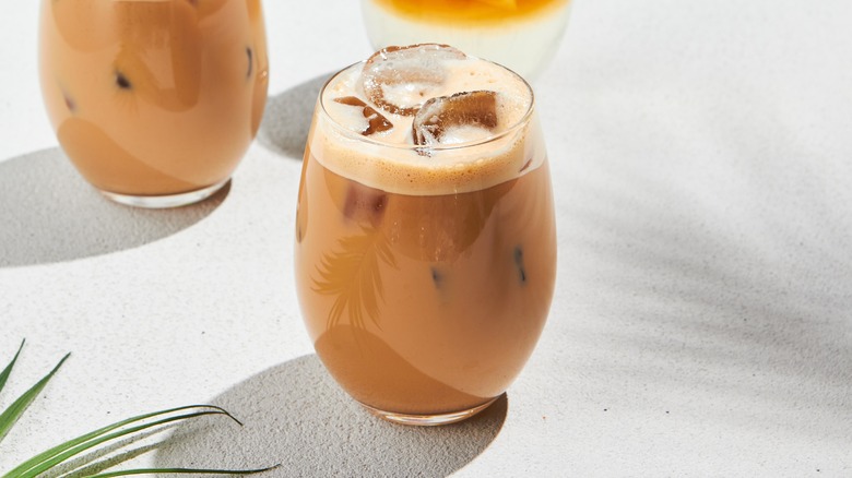 iced mocha with liquor in round glass