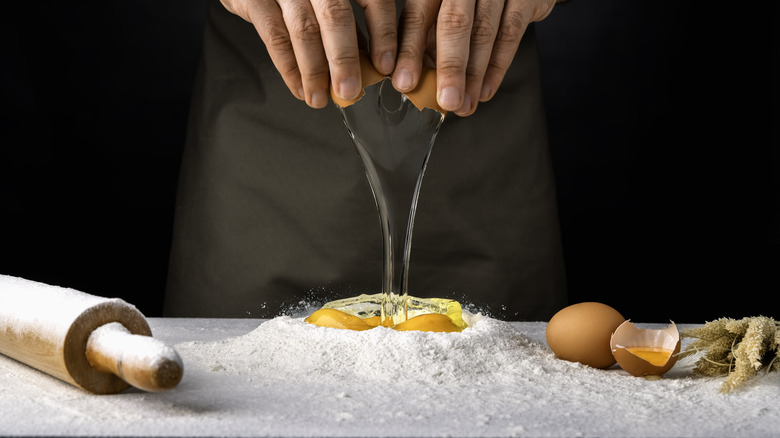 cake ingredients being mixed