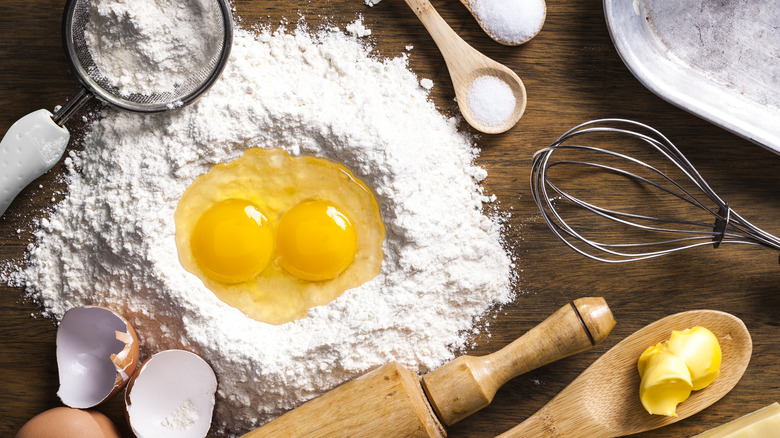 dough ingredients on table