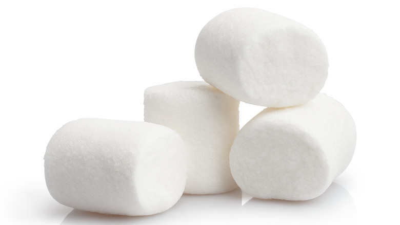 marshmallows stacked in four