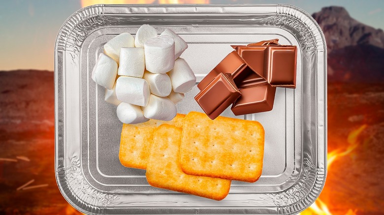 S'mores ingredients in a tray