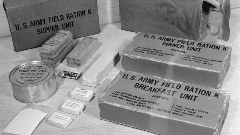 Various U.S. field rations displayed