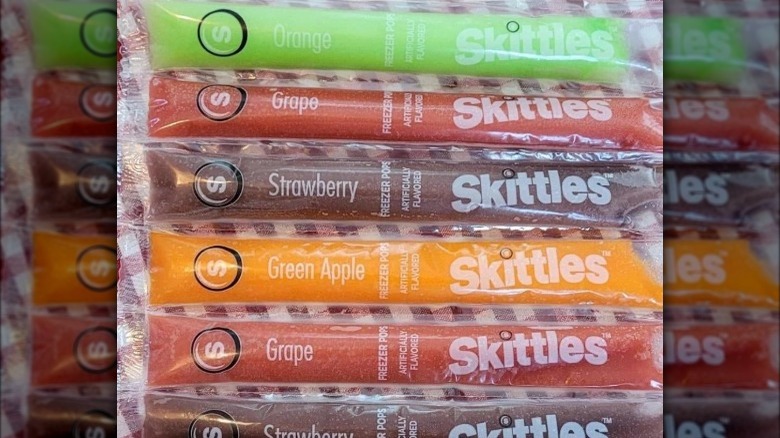 Skittles popsicles that have the wrong label for the flavors