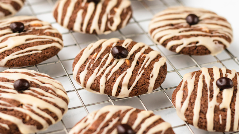 Espresso martini cookies on wire rack