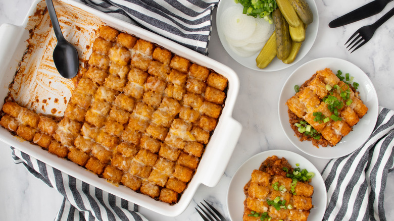 sloppy joe tater casserole portion