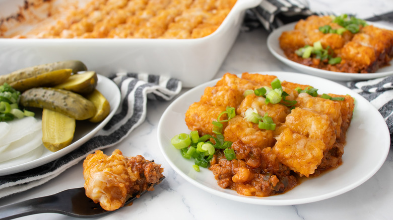 sloppy joe tater casserole portion