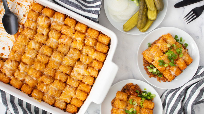 sloppy joe tater casserole portion