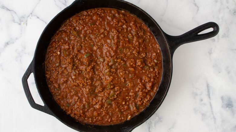 sloppy joe mixture in skillet