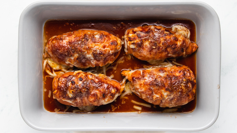 Hunter's chicken in baking dish