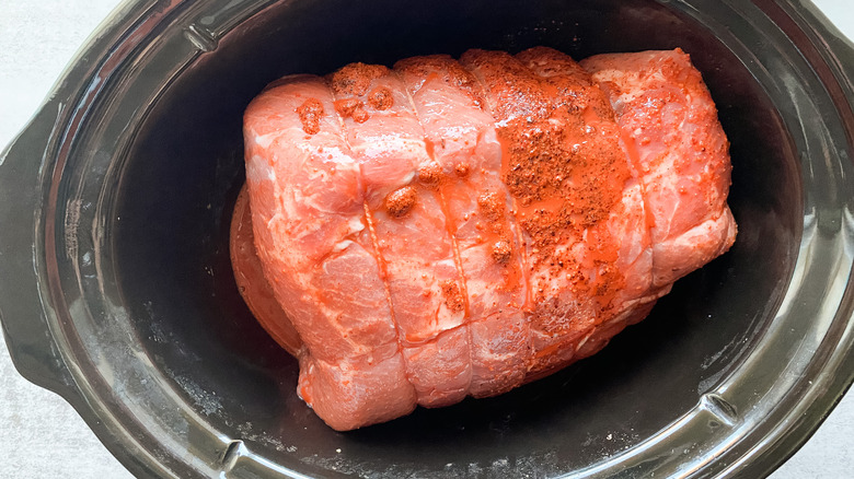 Pork shoulder in a slow cooker