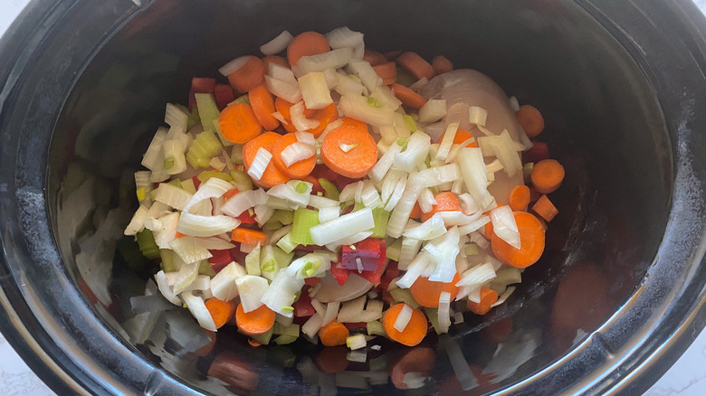 Chopped vegetables for country captain chicken