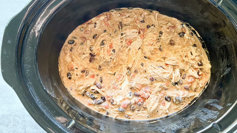 Shredded creamy chicken in slow cooker