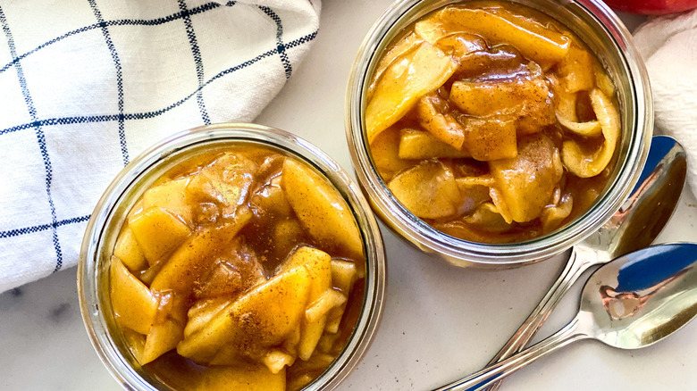 Slow cooker apples sitting in small bowls