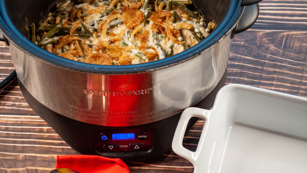 green bean casserole in slow cooker