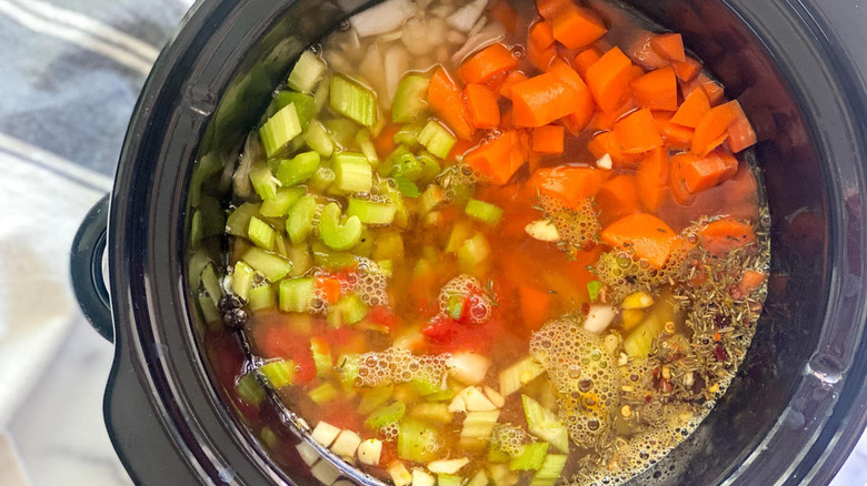 Lentil soup in slow cooker