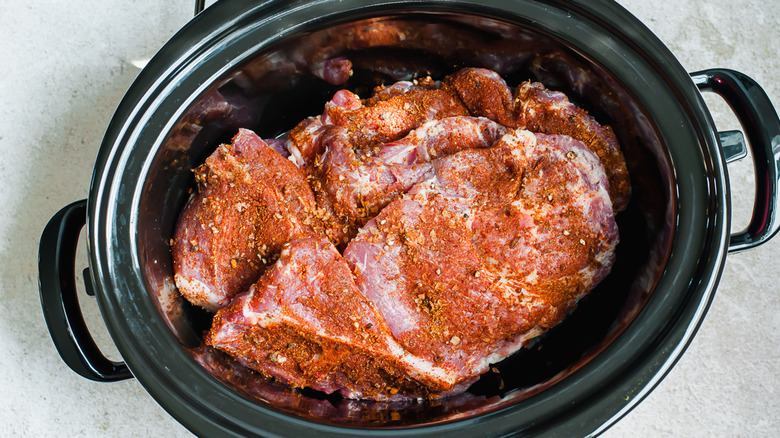 raw pork in slow cooker