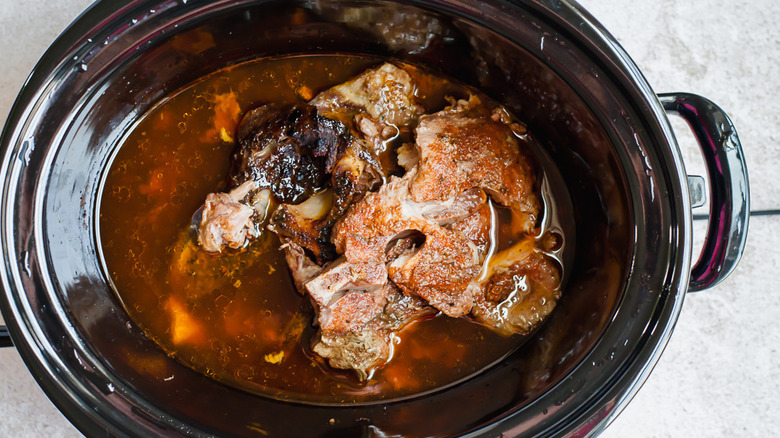 cooked pork in slow cooker