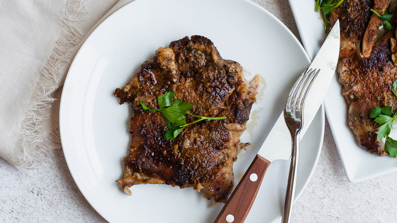 pork steak on plate