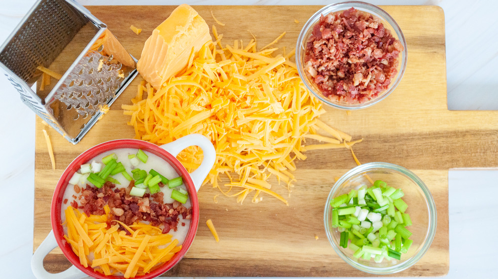 ingredients for slow cooker potato soup on board