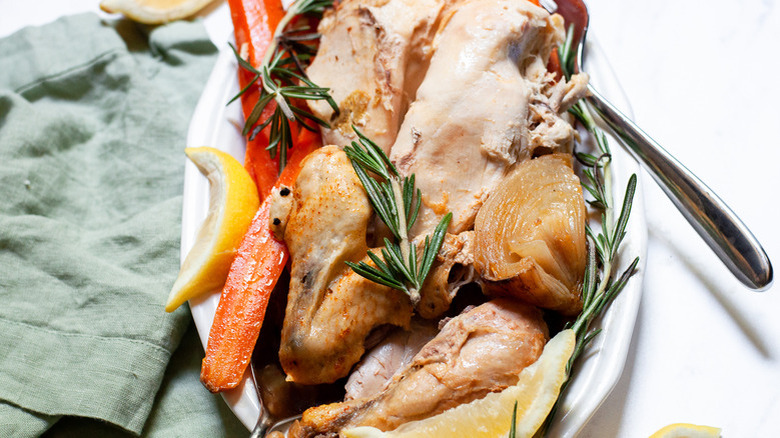 chicken and carrots on plate