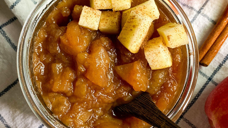 Applesauce in glass jar