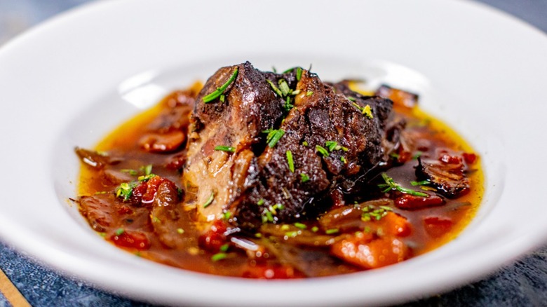 Pot roast on white plate