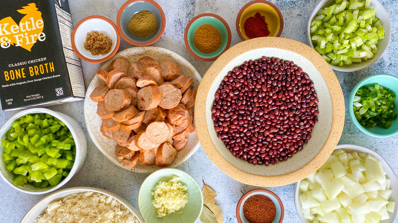 Red beans and rice ingredients
