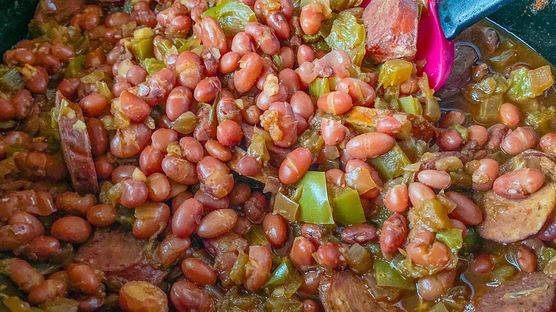 Cooked red beans in pot