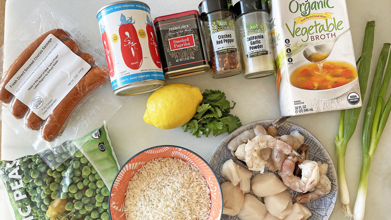 Slow Cooker Seafood Paella ingredients