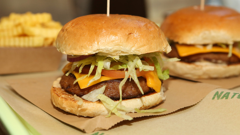 Vegan burger on brown paper