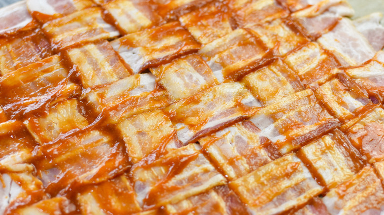 smoked bacon-wrapped meatloaf bacon weave