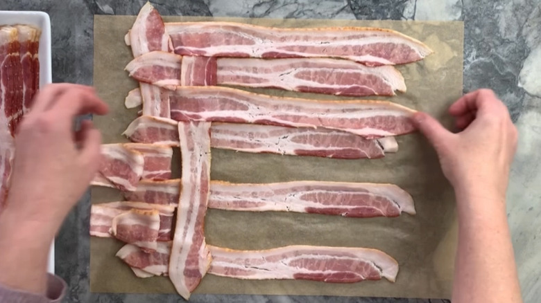 smoked bacon-wrapped meatloaf prep