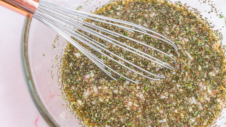 mixing marinade in a bowl