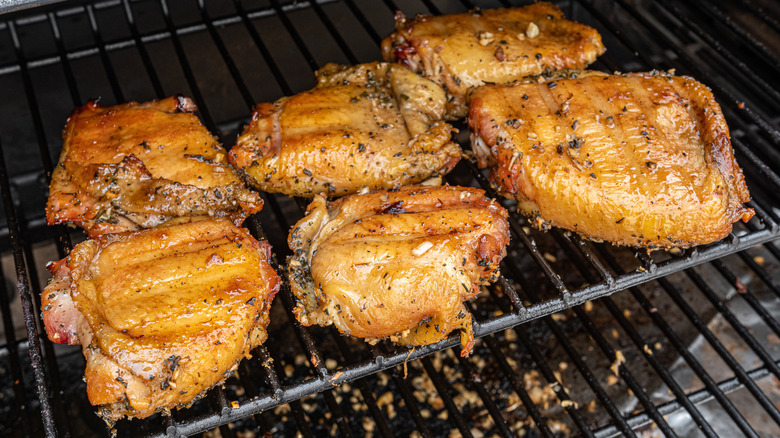 chicken smoking on a traeger