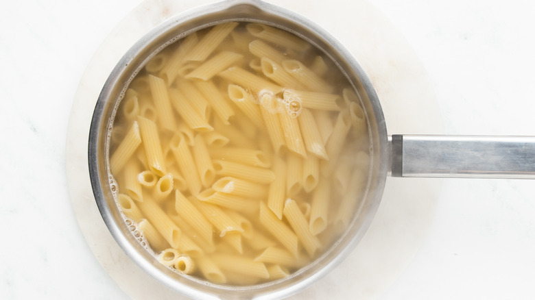 Pasta boiling in pot