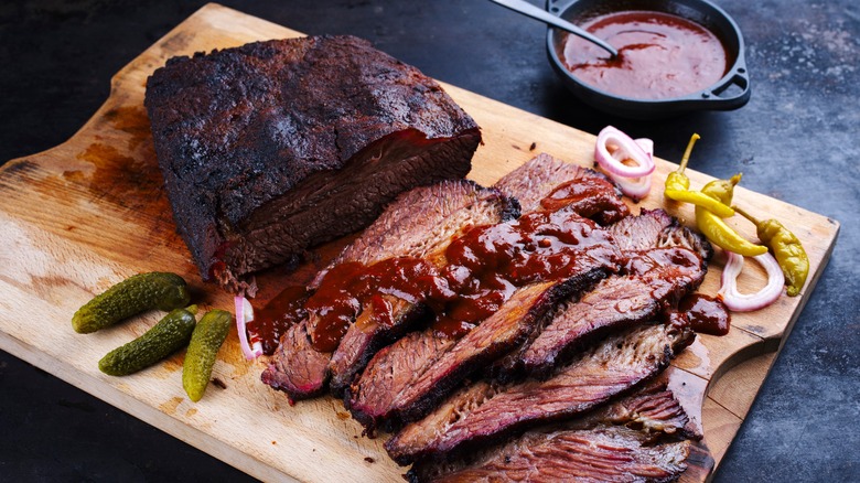 Smoked wagyu on cutting board