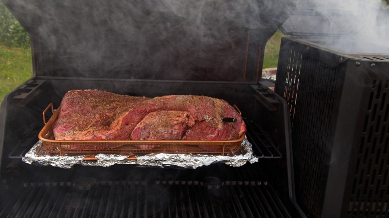 Brisket in a smoker