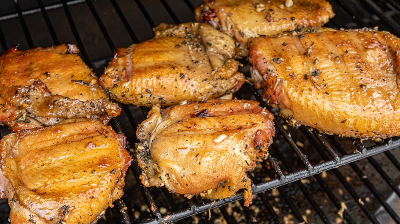 Chicken thighs on smoker