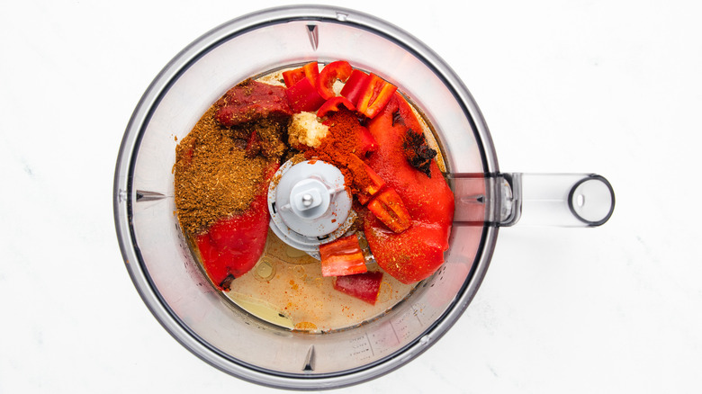 harissa ingredients in food processor