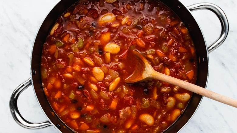 soup simmering in a pot