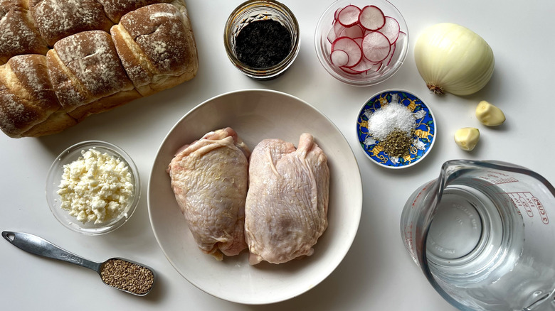 chicken mole slider ingredients on counter